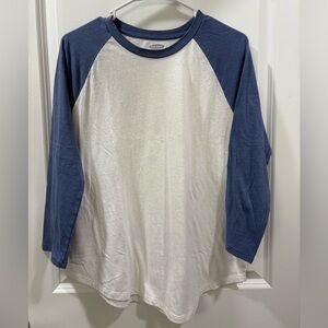 Old Navy Blue and White Baseball tee
